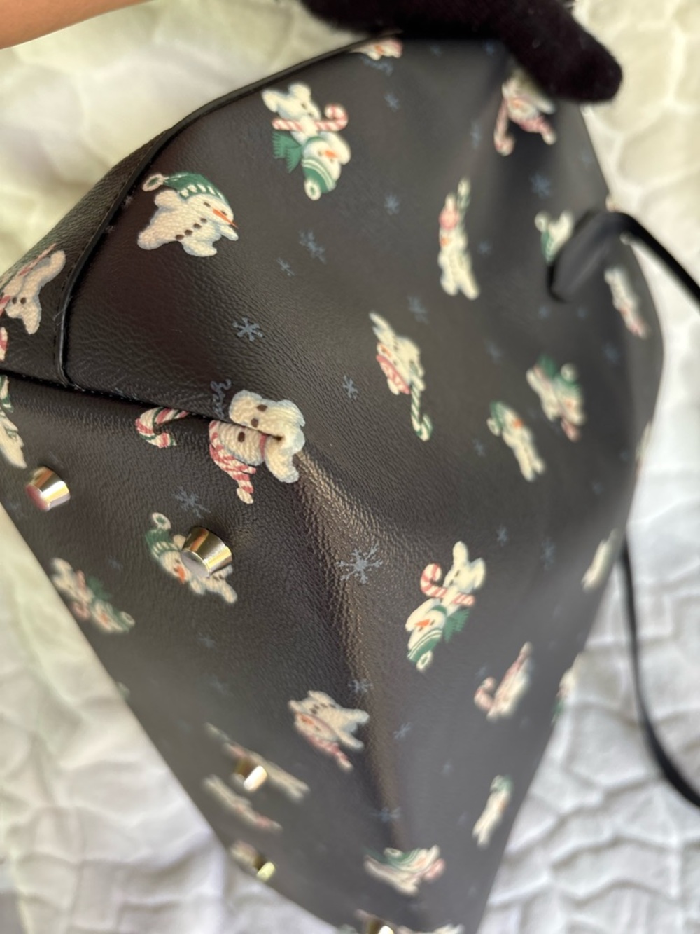 Coach Zip Top Tote Bag With Snowman Print - Picture 9 of 13